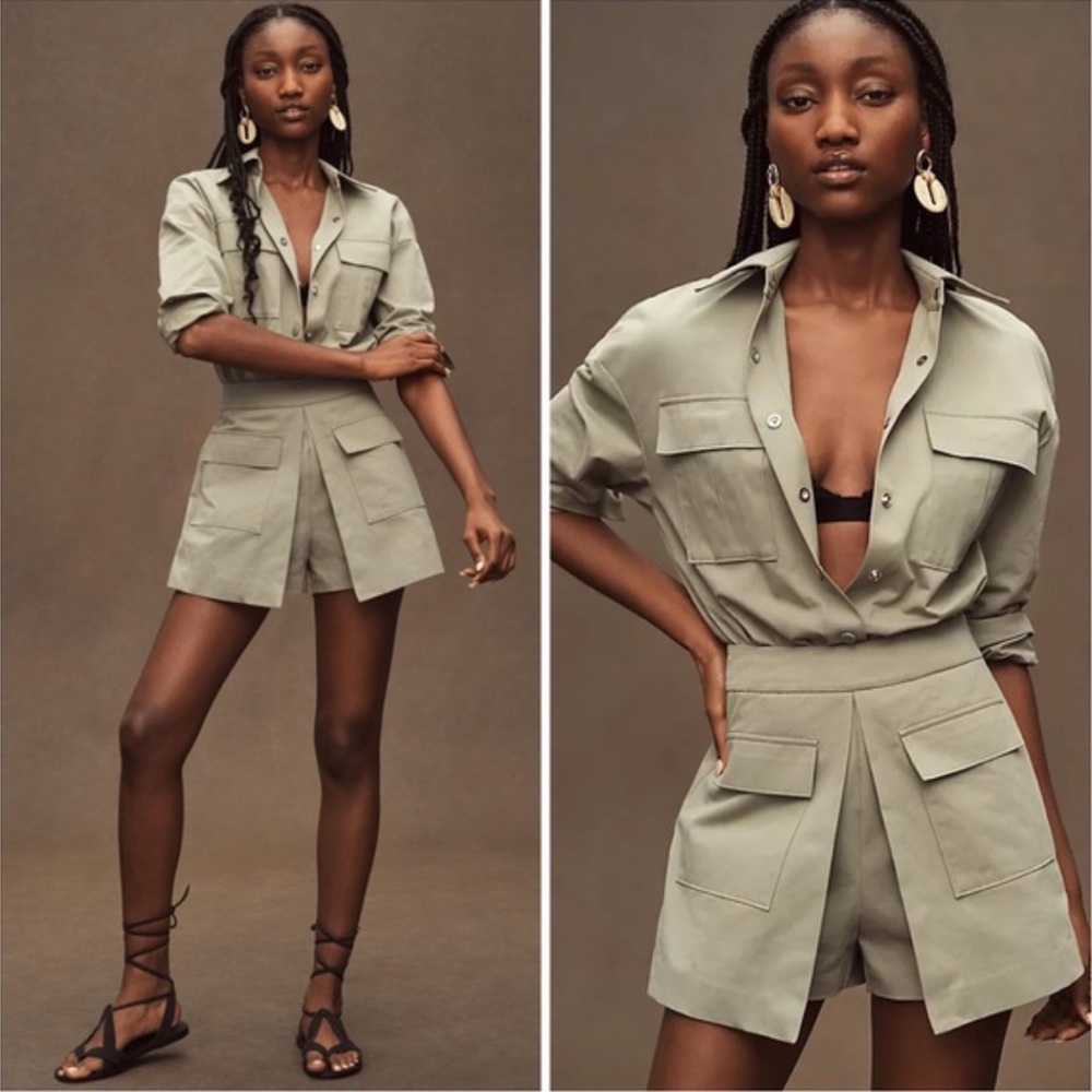 Anthropologie Mare Mare Long Sleeve Utility Romper